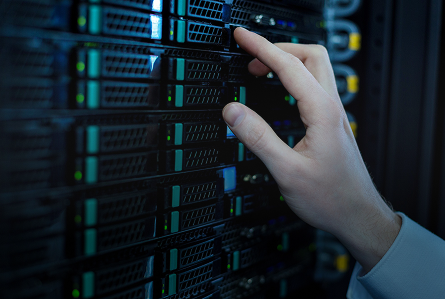 Rows of server racks in a data centre