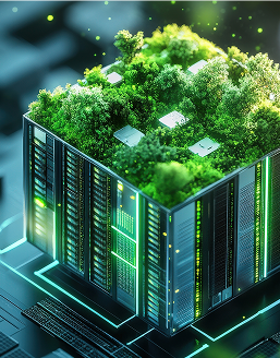 Green technology server representing sustainable computing