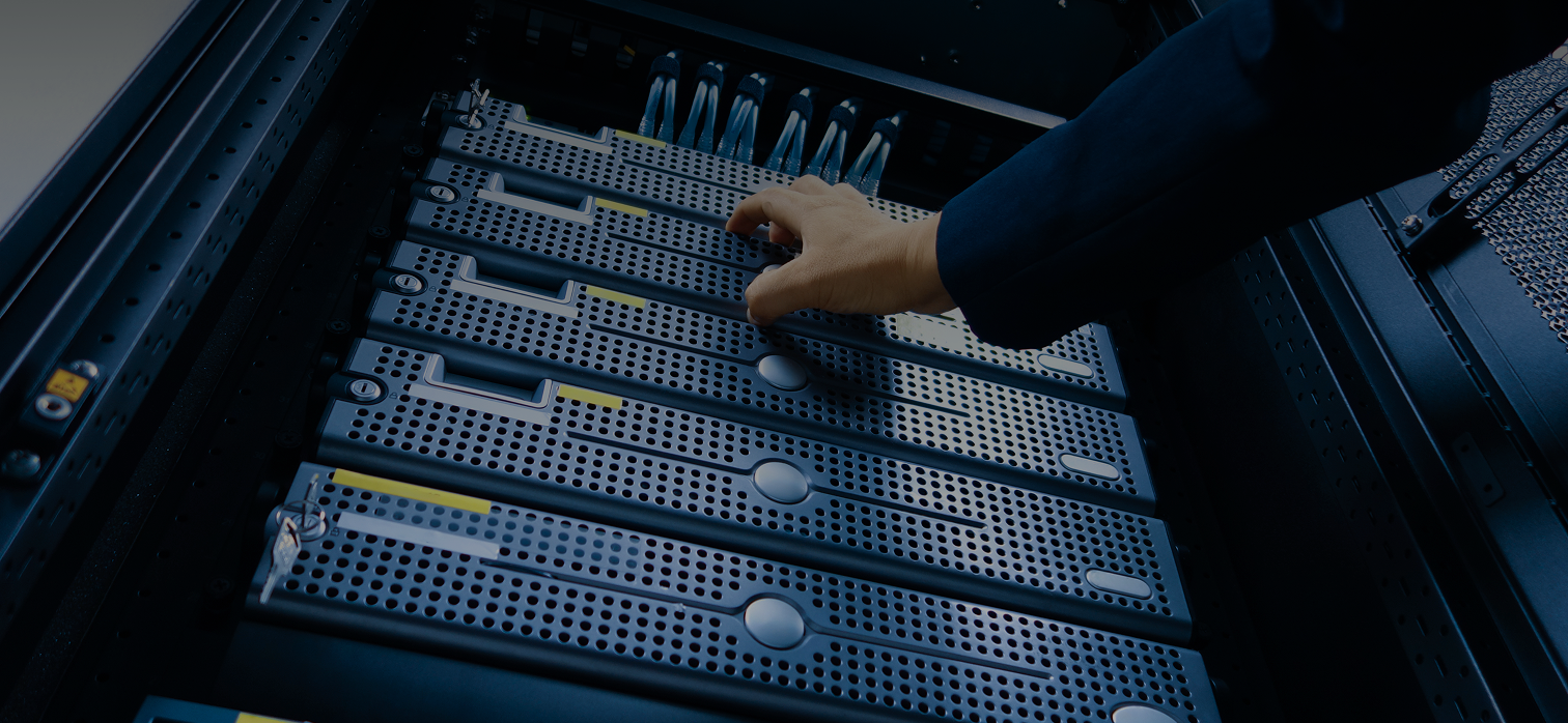 Engineer managing servers in a data centre