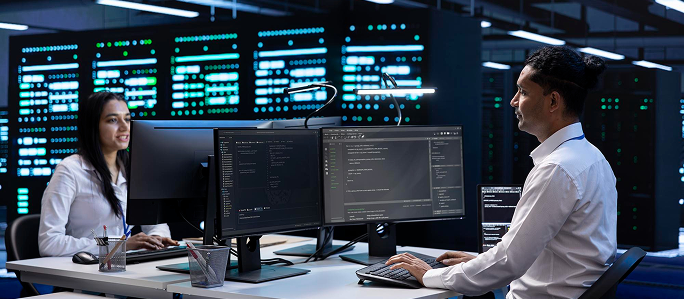 Engineers monitoring systems from an operations centre