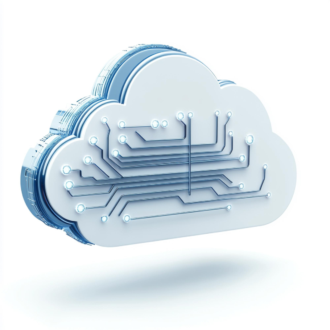 Cloud icon with circuit pathways representing a hybrid cloud platform