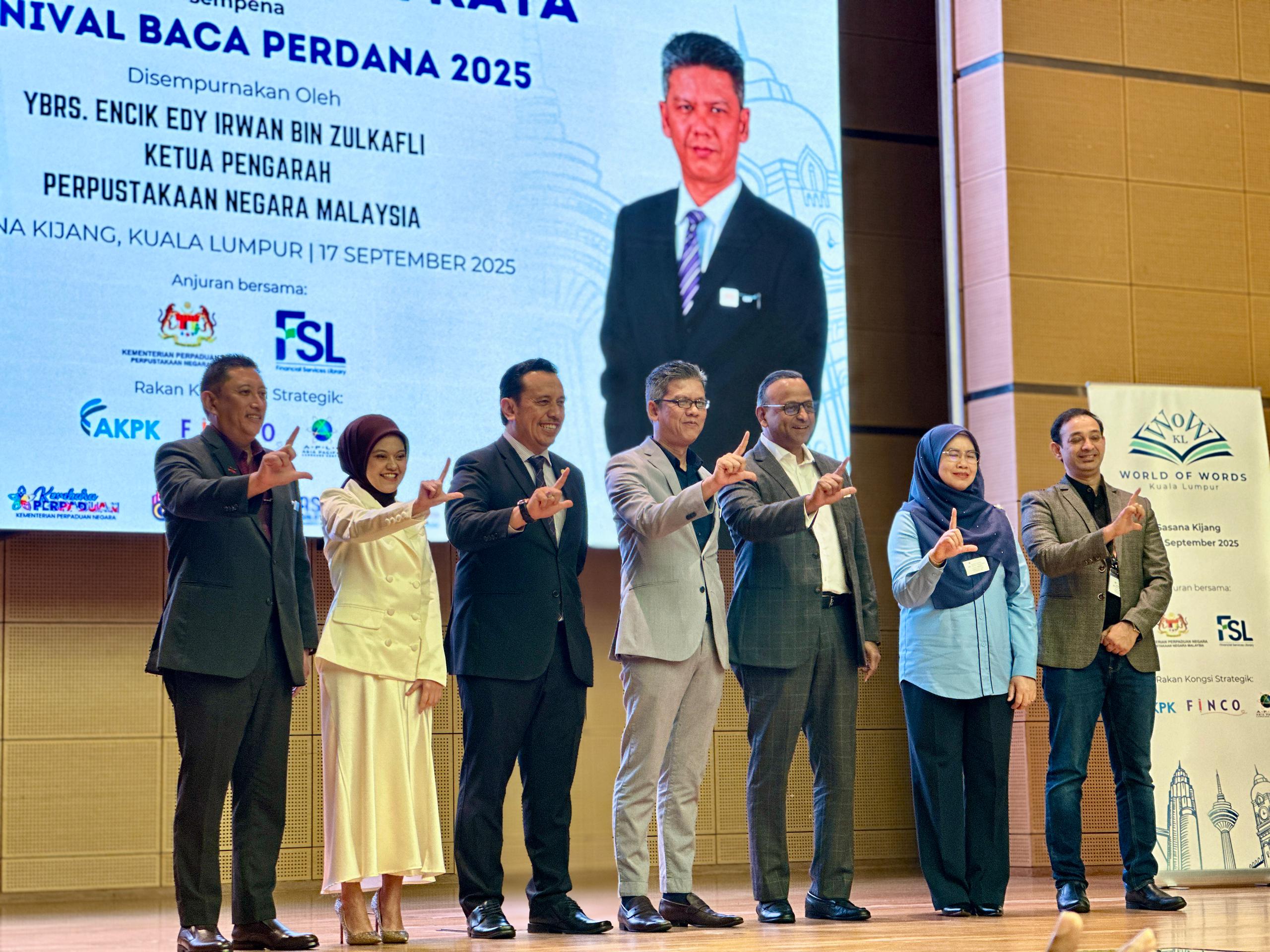 Guests on stage at the Karnival Baca Perdana 2025 reading festival in Kuala Lumpur